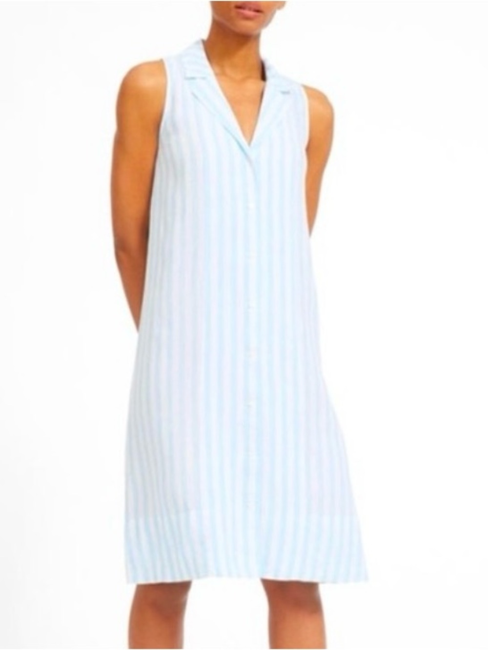 Everlane The Linen Sleeveless Stripe Midi Shirt Dress Size 0
